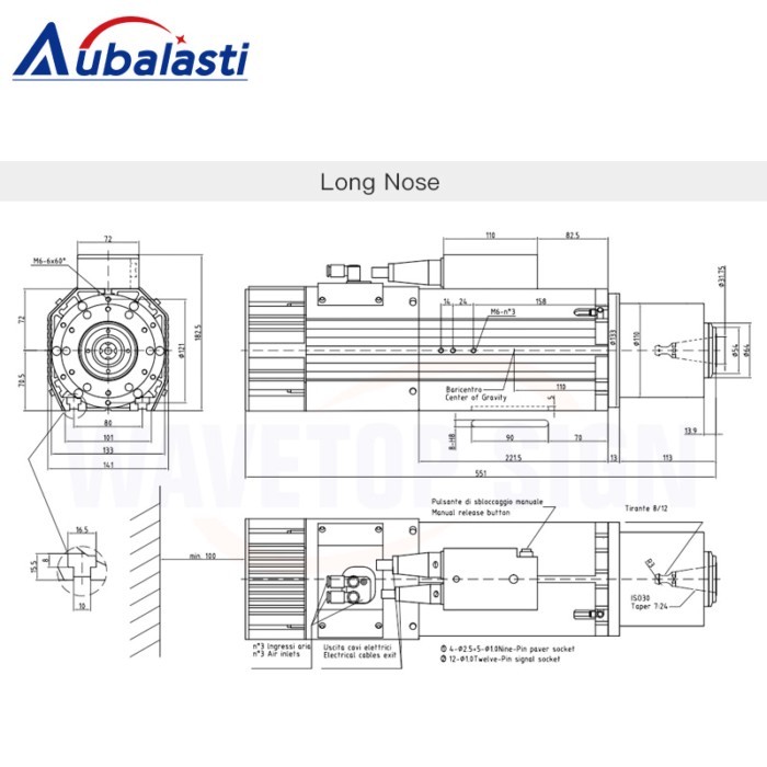 HQD 9kw Automatic Tool Change Spindle ISO30 Air Cooled ATC Spindle Motor 220v 380v 24000rpm Inverte