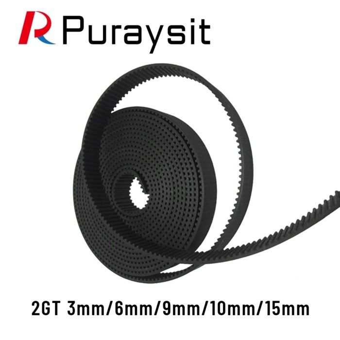 Puraysit 2GT Open Synchronous Timing belt width 3/6/9/10/15mm Rubber Samll Backlash GT2 2GT-3/2GT-6