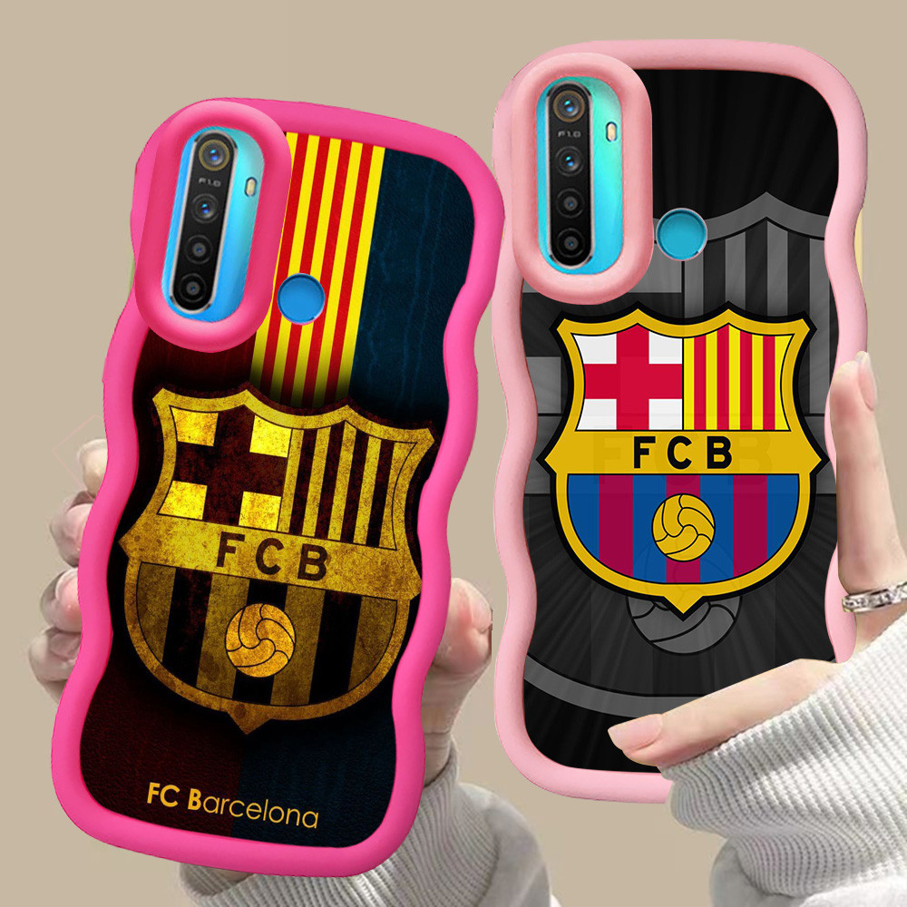 MERAH D-8 FC Barcelona สีชมพูสีแดงปลอกสําหรับ OPPO A31 A91 Reno 3 Realme 5 6i 5i 5s สีดํา