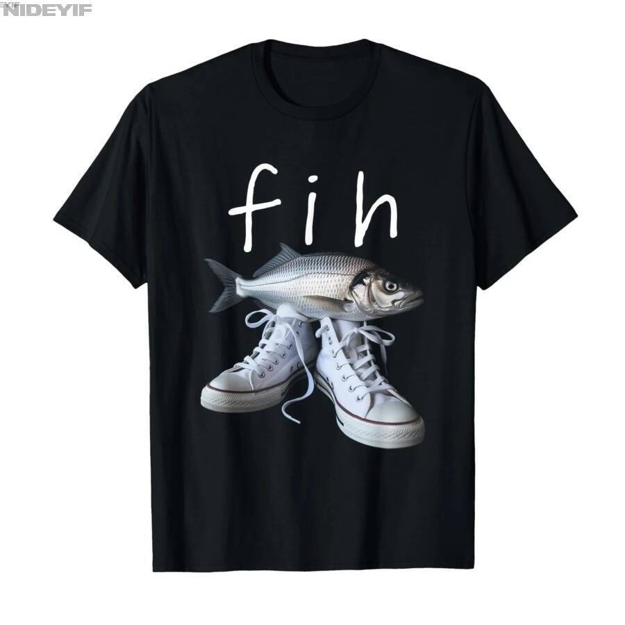 Fih Shoes Fish Funny Misspelled Fish Meme Fih Calling Humor T-shirt Men Women 100% Cotton T Shirts S