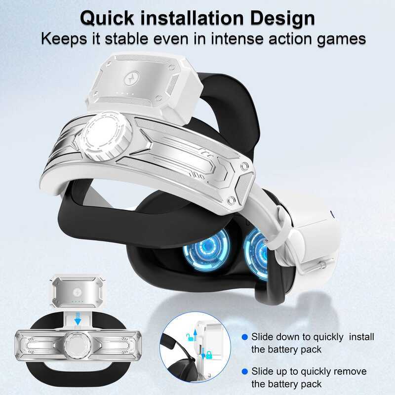 หัวแบตเตอรี่ Meta/Oculus 2,อุปกรณ์เสริมทดแทนสายรัด Elite แบบปรับได้สําหรับ Oculus/Meta Quest 2