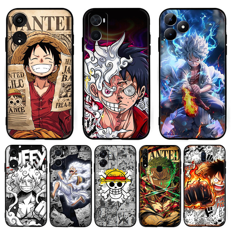 สําหรับ OPPO A57E A58 A58X A59 F1s A60 A74 A76 A77 F3 A78 A79 YE22 อะนิเมะ One Piece ปลอก 7Y4 สีดํา 