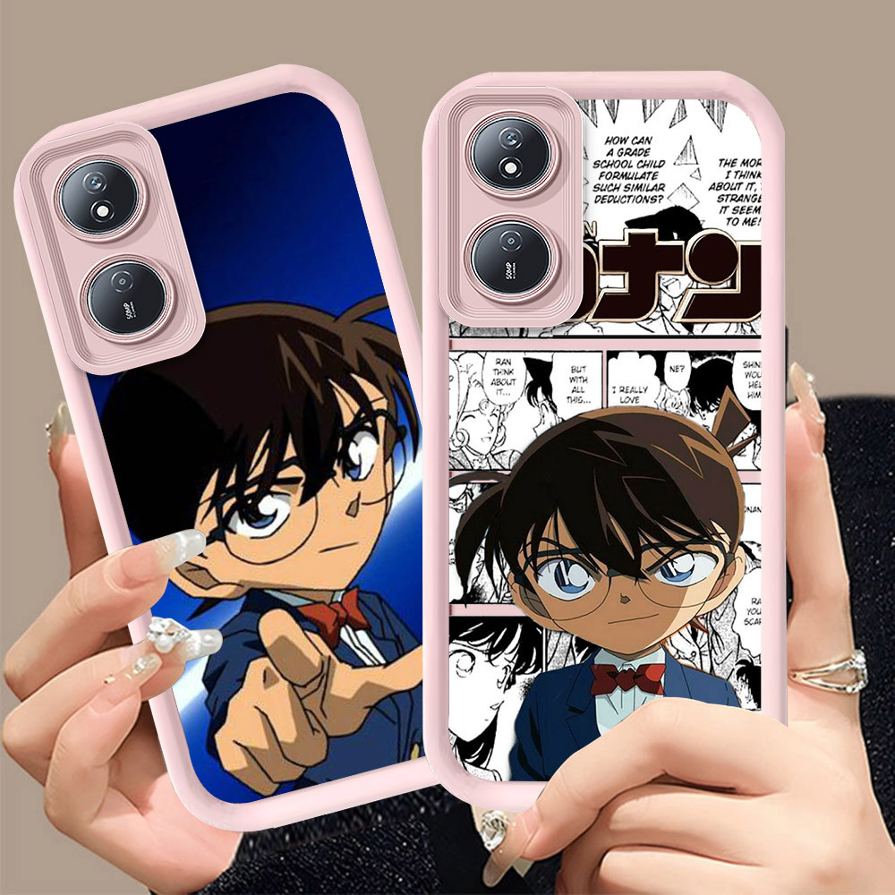 Q-22 Detective Conan ขาวดำเคสโทรศัพท์หรับ OPPO Reno 8T A2X A1X A98 A1 A60 F23 Pro 5G ปกสีชมพู