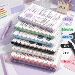 สมุดโน้ต B5 ปก PVC ใสกันน้ำ ถอดใบได้ 120 แผ่น สันห่วงซิลิโคนนิ่มไม่เจ็บมือ มีล็อค ดีไซน์โค้งงอได้ พกพาสะดวก เหมาะสำหรับจ