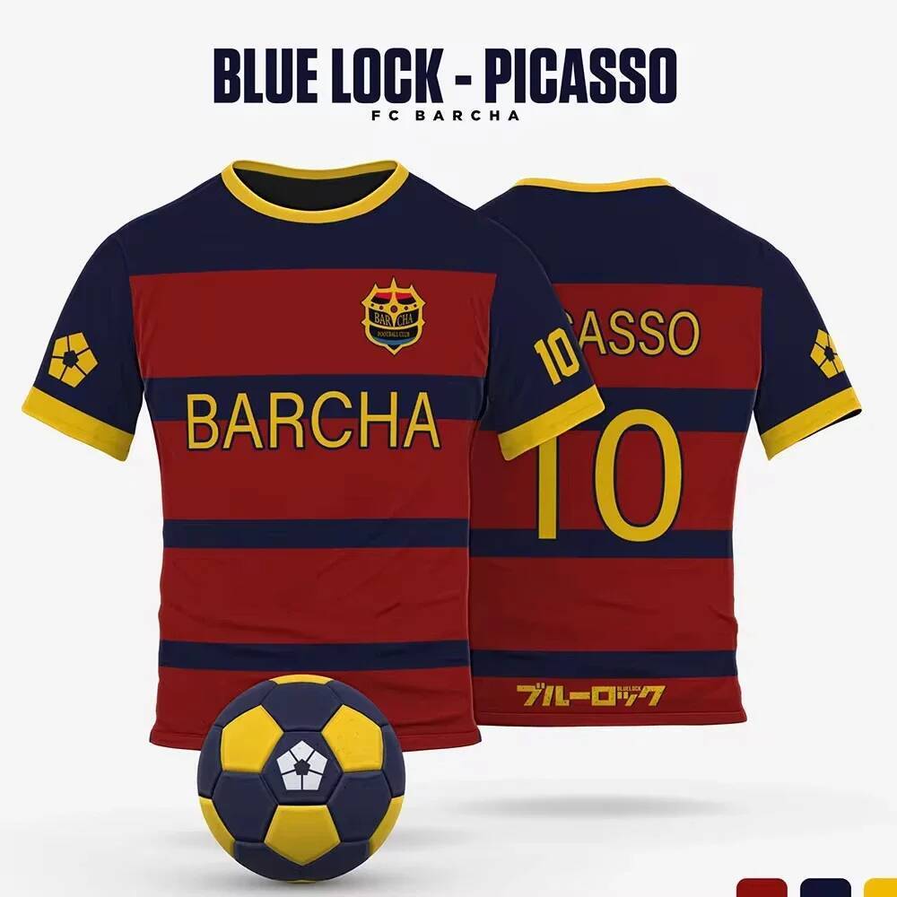 อะนิเมะญี่ปุ่น Blue Lock Isagi Yoichi ฟุตบอล Jersey เสื้อยืดคอสเพลย์ Hyoma Chigiri Meguru Bachira Te