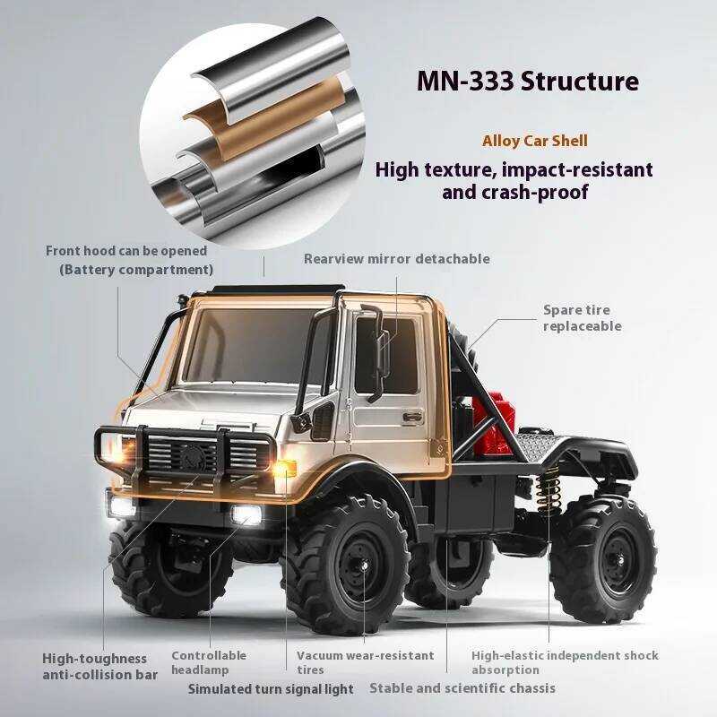 Unimog MN333 1/18 RC Cars High-torque Full-scale Four-wheel Drive Off-road Climbing Car Model รีโมทค
