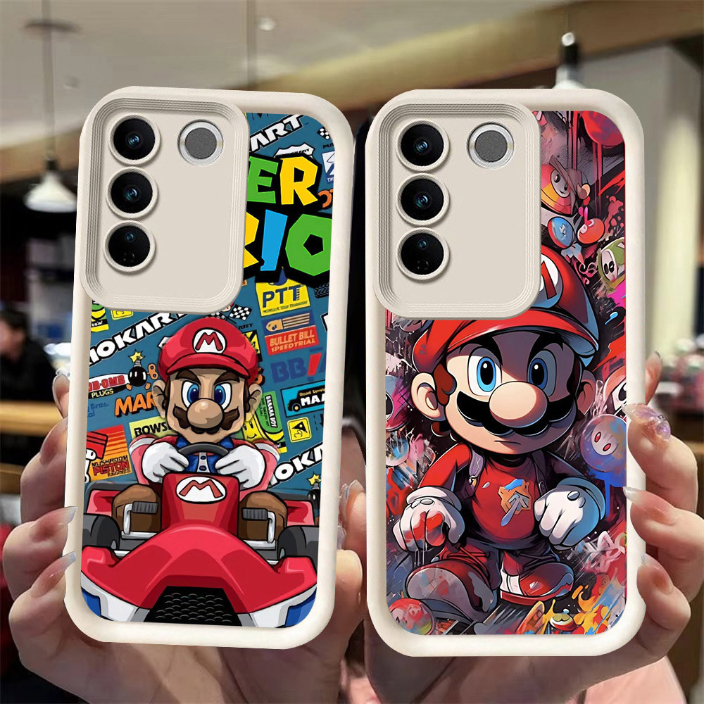 J-34 Mario ดำขาวชมพูเคสโทรศัพท์หรับ VIVO V27 V29 V29E Pro