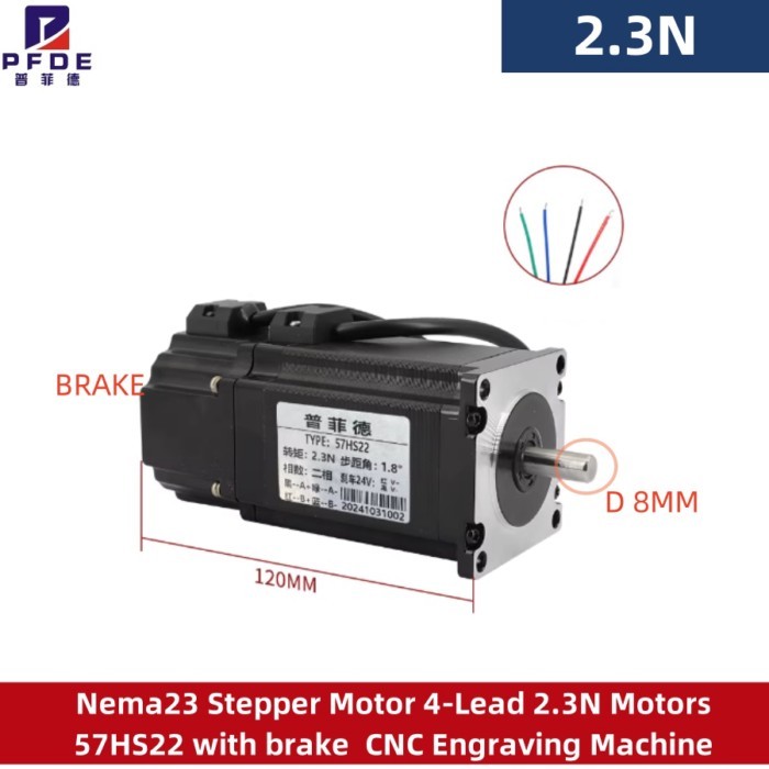 Nema23 Stepper Motor 4-Lead 2.3N Motors 57HS22 with brake CNC Engraving Machine Laser Grind Foam Pl