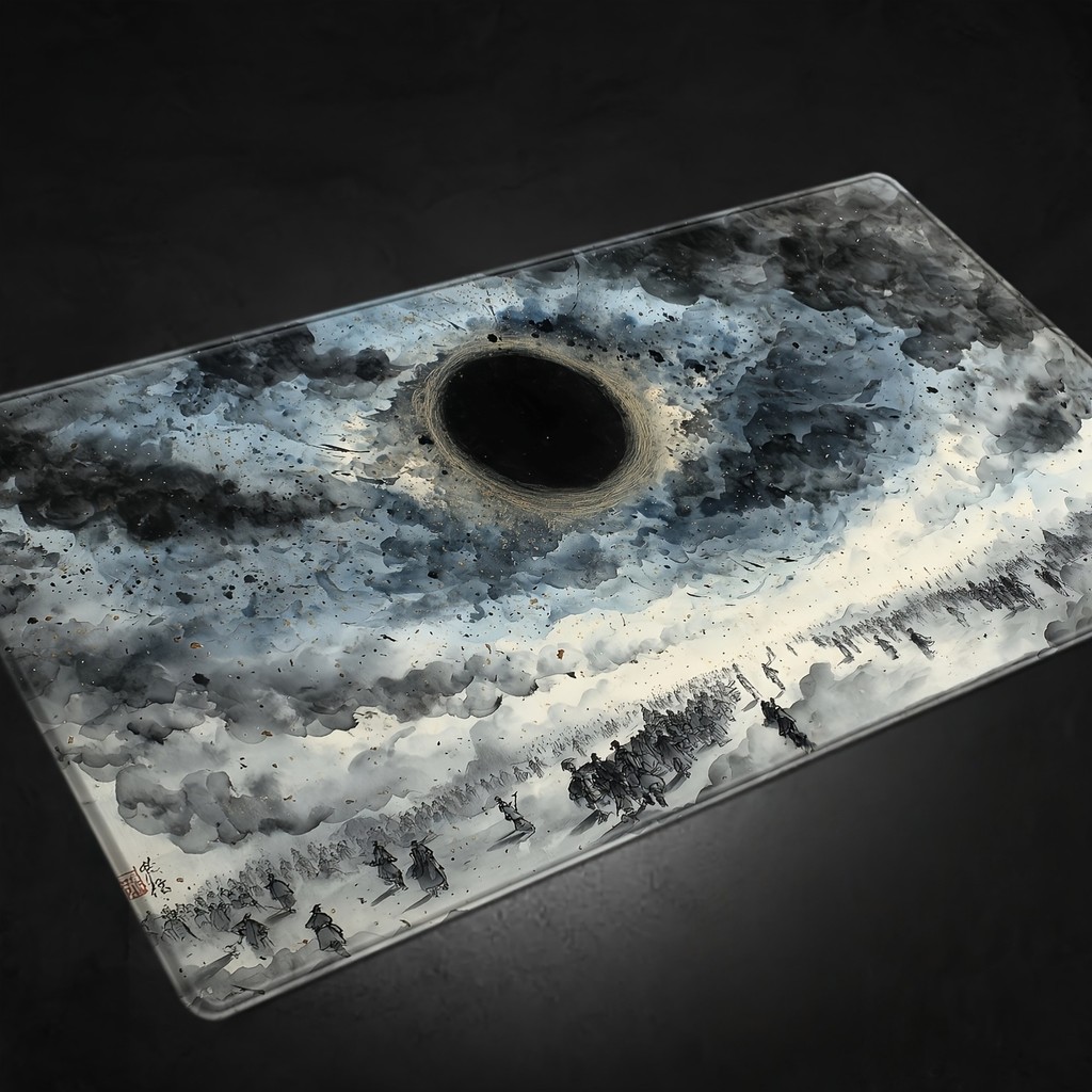 1 PC Ink Wash Black Hole Epic Mousepad Playmat - 24X14 นิ้ว Gaming Mat, Featuring Eastern Brushs Apo