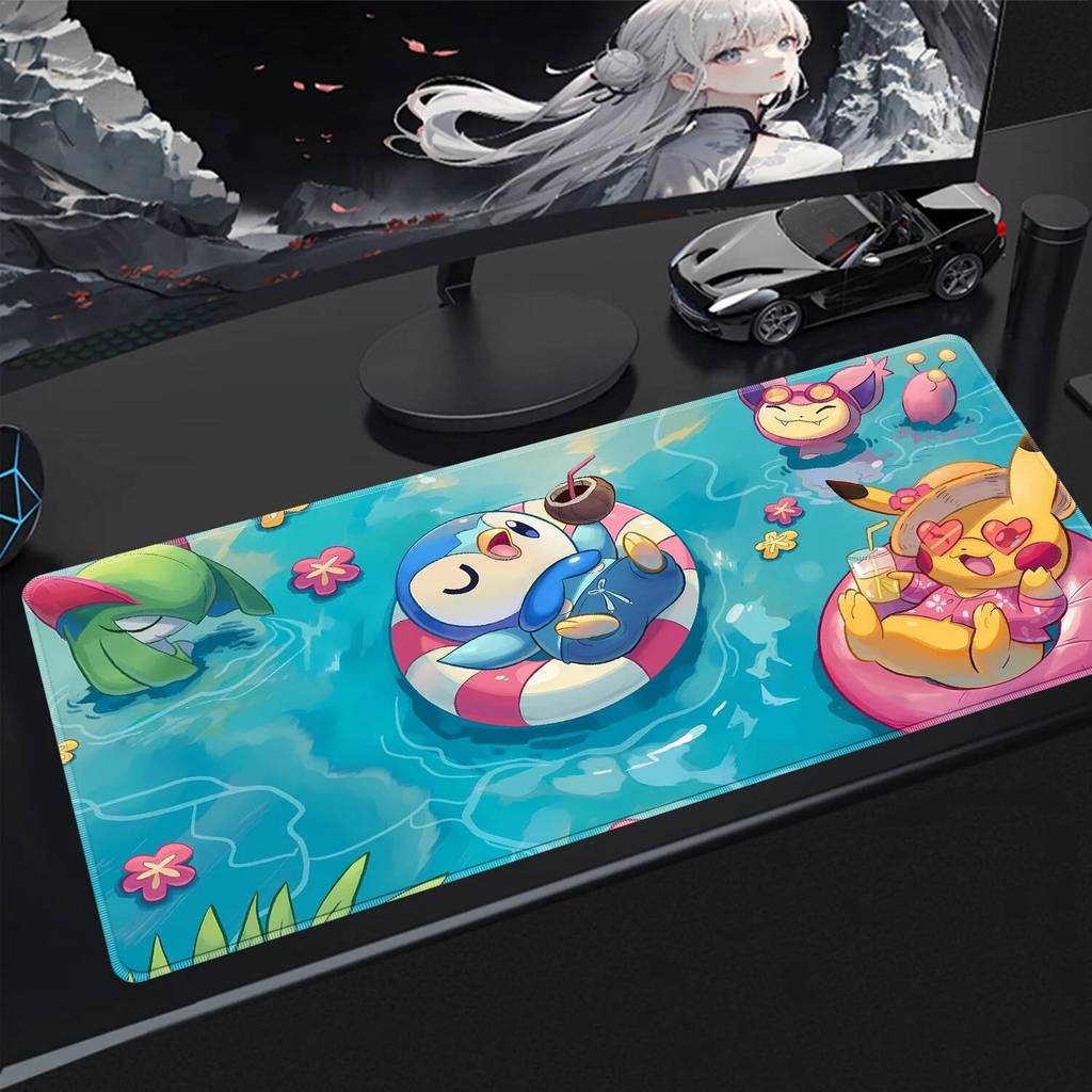 Pikachu Mouse Pad XXL ขนาดใหญ่โต๊ะเกม Anti-slip Lockedge แป้นพิมพ์แล็ปท็อปน่ารักอะนิเมะ Mousepad