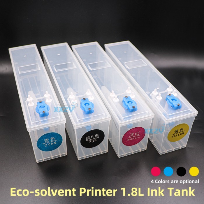 Eco Solvent Printer 1.8L Long Refill Ink Cartridge Bulk Sub Tank With Float 4 Outlets 8 Outlets 180