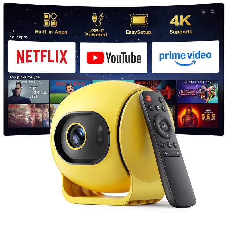 Android 14 Smart Projector พร้อม WiFi และ Bluetooth, FHD