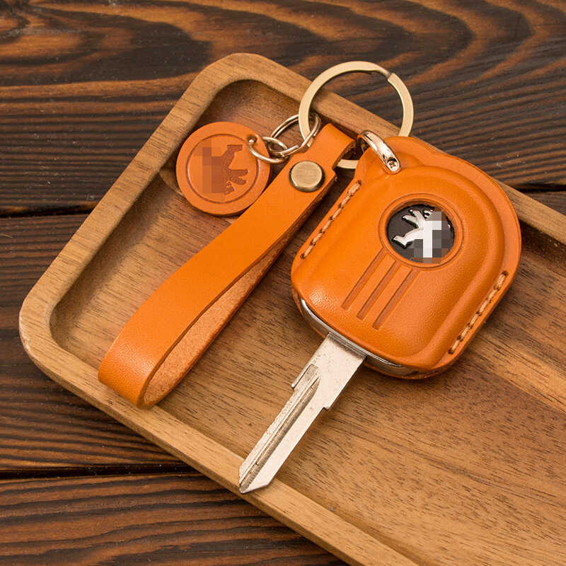 เหมาะสําหรับ Peugeot Django Django 150 พวงกุญแจ Cowhide รถจักรยานยนต์ Handmade เคสป้องกัน