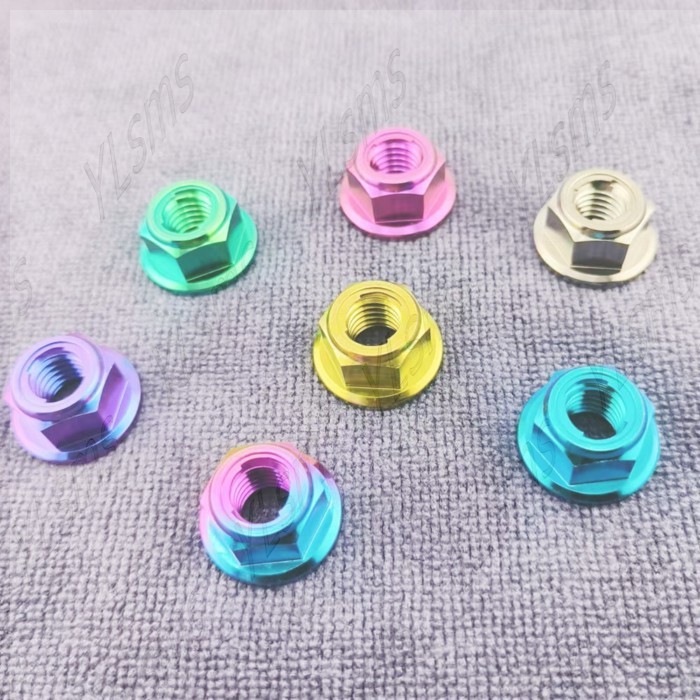 Gr5 รถจักรยานยนต์ไทเทเนียมล็อค Nut M5 M6 M8 M10 TC4 GR5 Ti Fastener สําหรับมอเตอร์จักรยานรถ