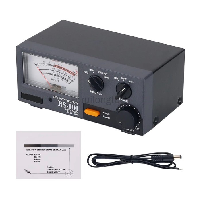 RS-101 1.8-60MHz SWR Power Meter with LED Backlight 30W/300W/3KW Adjustable for Short Wave Radio