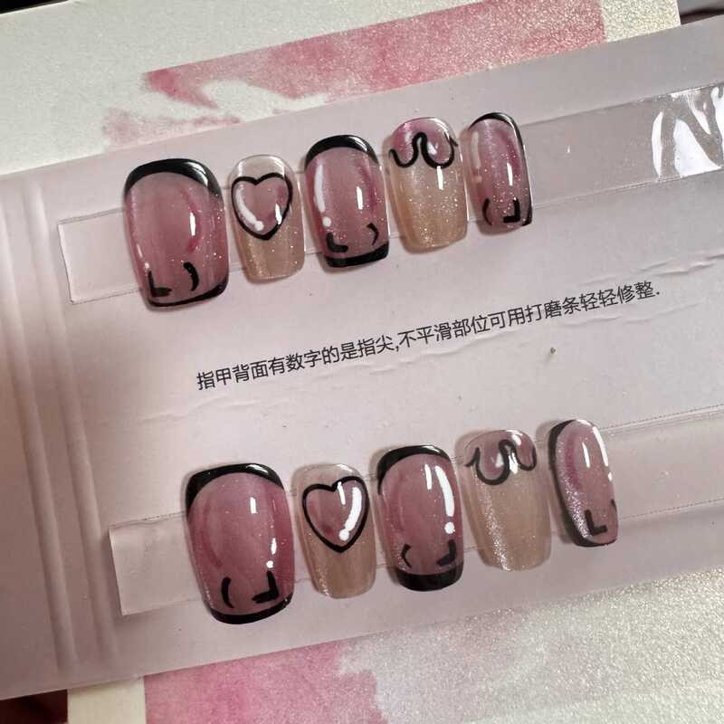 [เงาลอยที่ผ่านมา] ทําด้วยมือสวมใส่เล็บเล็บแพทช์กึ่งทําด้วยมือสวมใส่เล็บปลอมเล็บ 5232 #