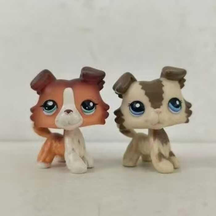 2Pcs/Lot LPS Action Mini-Figure Toy 2Pcs Collie Dog Littlest Pet Shop Kid Toy