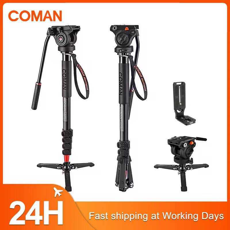 COMAN KX3232 Professional Monopod ขาตั้งกล้องอลูมิเนียม Telescopic พร้อมฟุตและ Pan Tilt Fluid Head ส