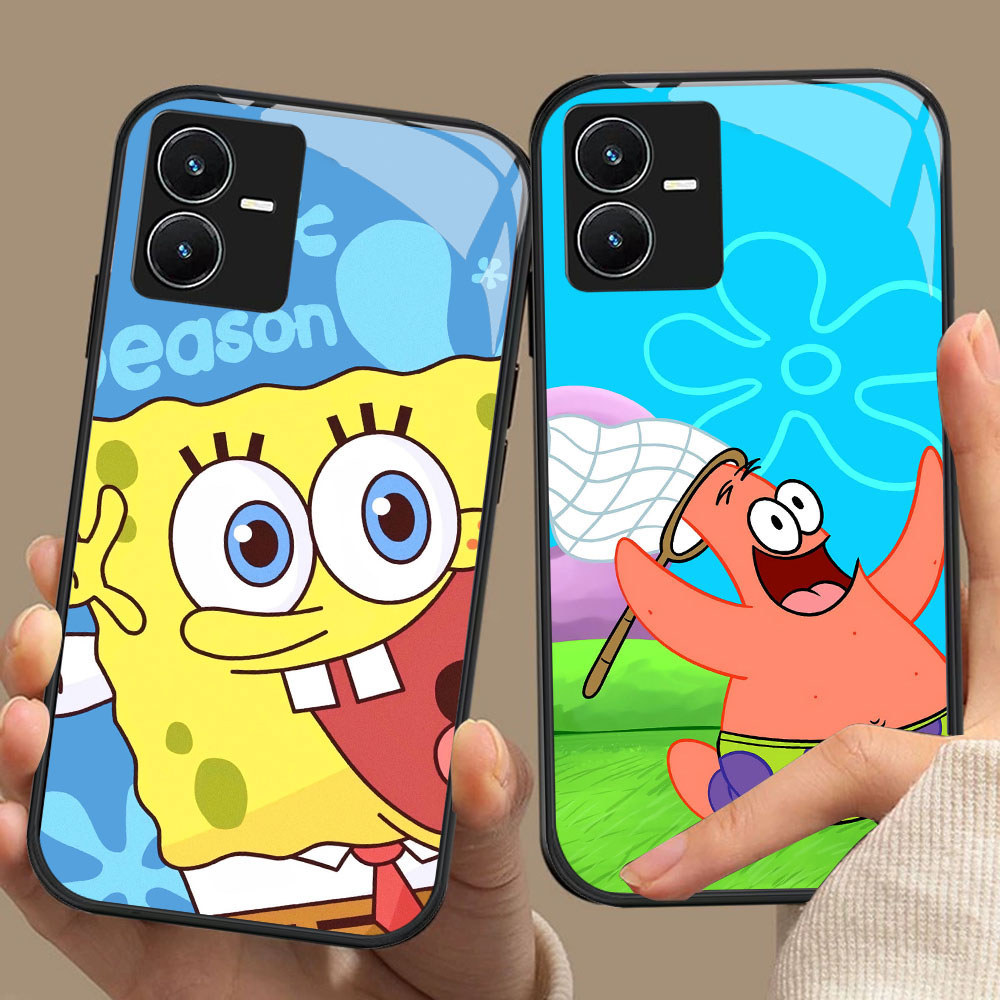 CK-94 SpongeBob Patrick HD Glass Casing สําหรับ VIVO Y22 Y35 Y75 Y28 Y22S V25 Y55 iQOO Z6