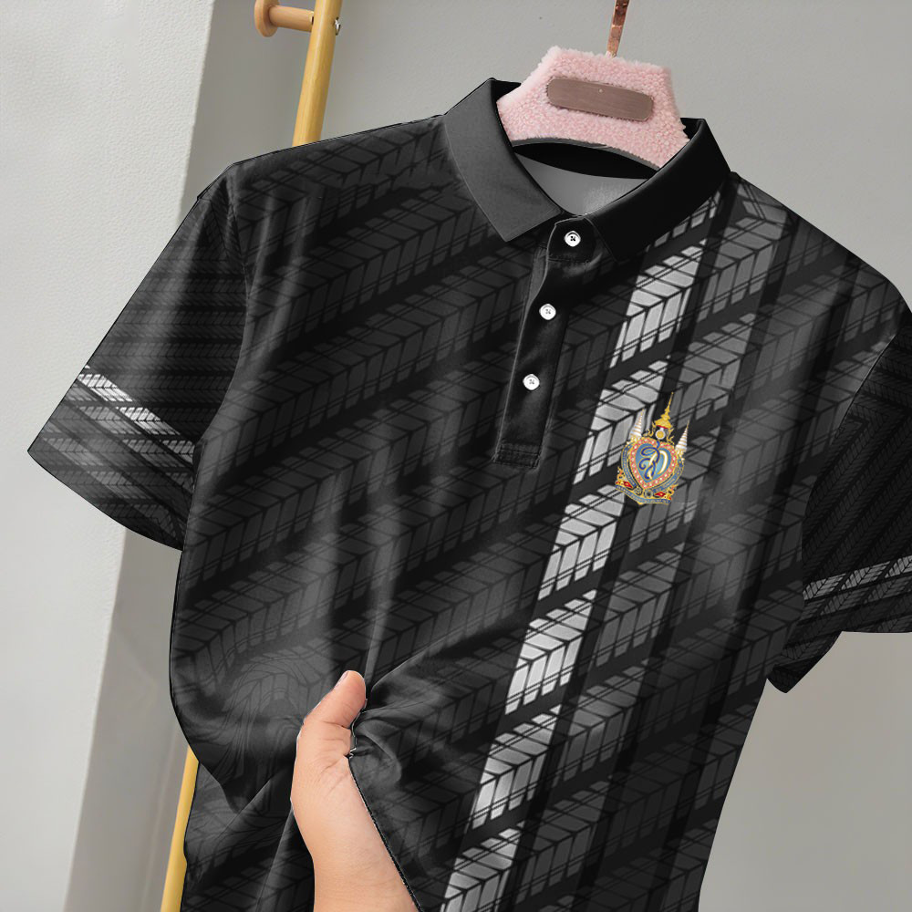 พร้อมส่งSolid Black Office เสื้อโปโลสําหรับ Mourning Period unisex mourning mother king เสื้อโปโล PL_ 15