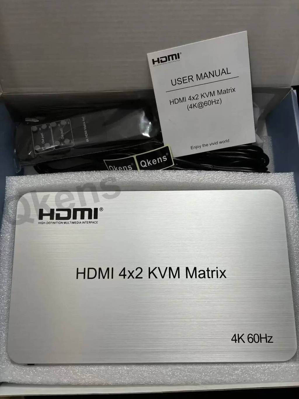 4K 60Hz 4x2 HDMI KVM Matrix Video Switch Splitter 5 USB รองรับคีย์บอร์ดเมาส์ควบคุมแล็ปท็อป / U แฟลชไ