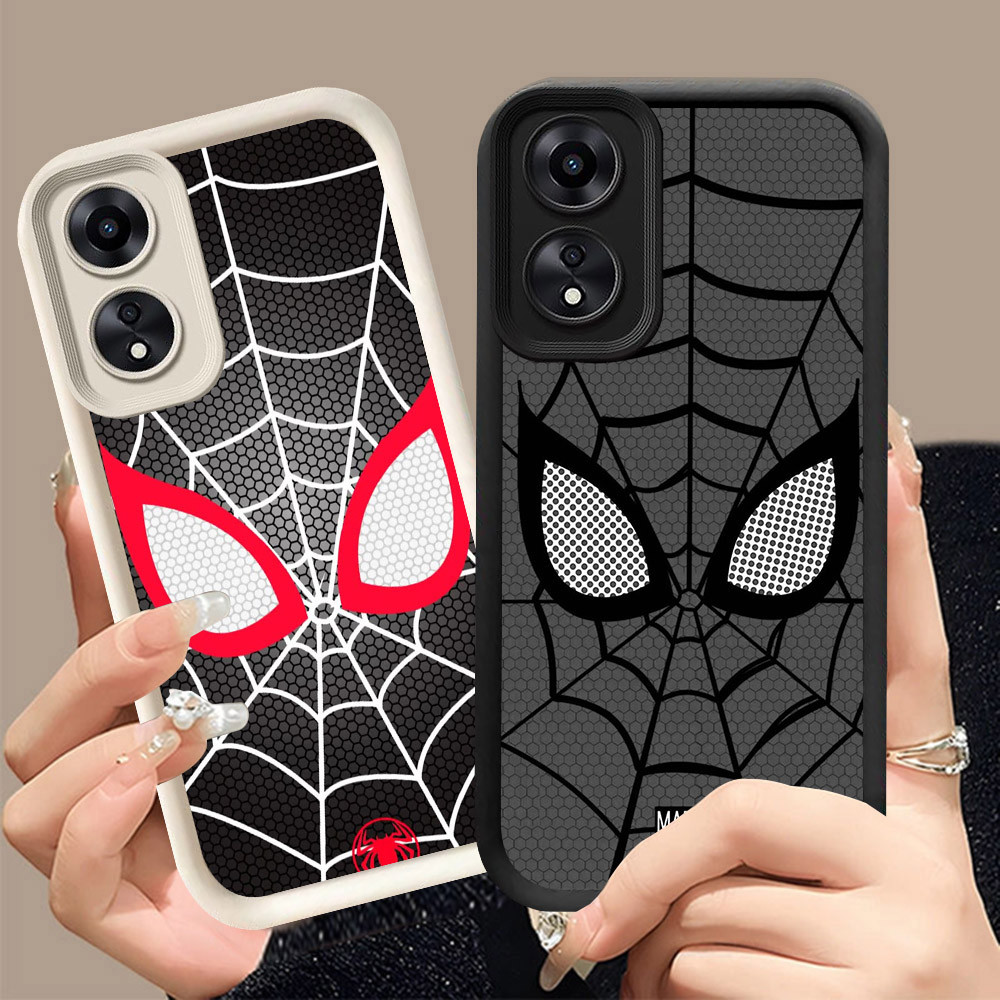 Q-19 Spider-man ขาวดำเคสโทรศัพท์หรับ OPPO Reno 8T A2X A1X A98 A1 A60 F23 Pro 5G ปกสีชมพู