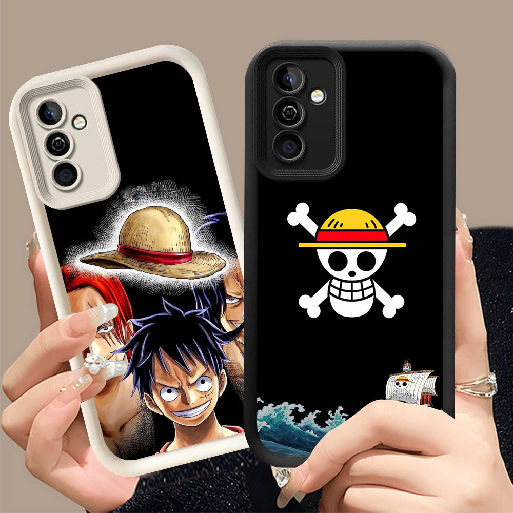 Q-21 One_PieceS ขาวดำเคสโทรศัพท์หรับ Samsung A54 A56 A36 A37 A55 A35 A16 5G ปกสีชมพู