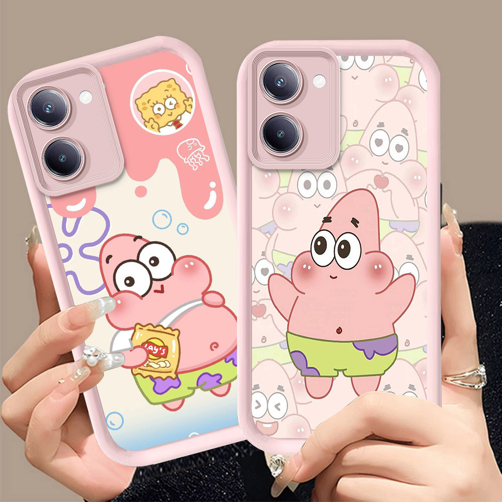 Q-5 SpongeBob ขาวดำเคสโทรศัพท์หรับ Xiaomi POCO C81X C65 C71 X7 Pro ปกสีชมพู