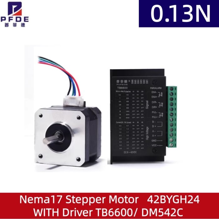 Nema17 Motor Stepper Motor 0.13N  WITH  Driver Controller TB6600/DM542C  1.5A Motor  42BYGH24