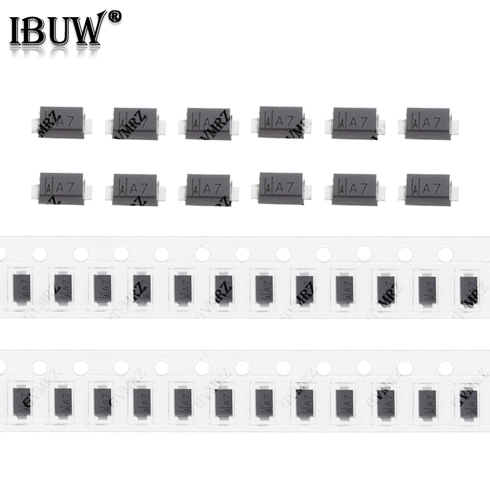 100PCS SMD ไดโอด Assortment 1N4007, 1N4148W, 1N5819W, MBR0520LT1G, MBR0530W Surface Mount Diodes