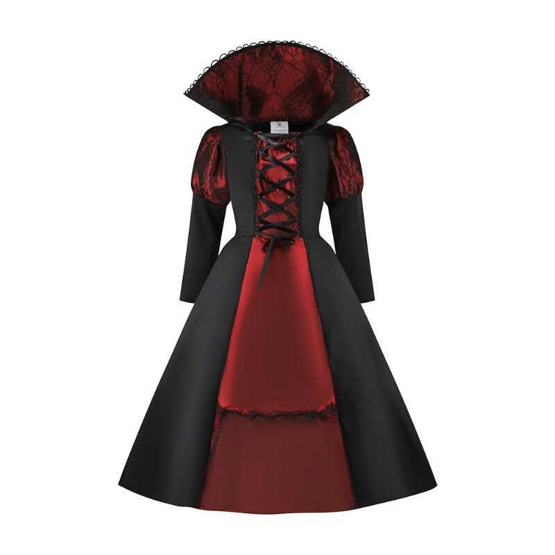 Girls Boys Red Vampire Costume Ghost Bride Gothic Dress Party Kids Cosplay Clothes Halloween Outfit