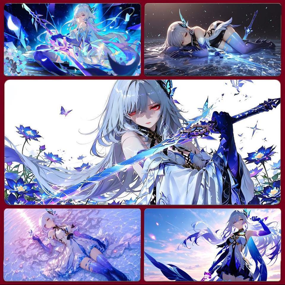 Skirk genshin boss ตัวอักษร G-Genshin Impact Skirk แผ่นรองเมาส์ขนาดใหญ่สําหรับเล่นเกมพร้อมเย็บขอบหนา