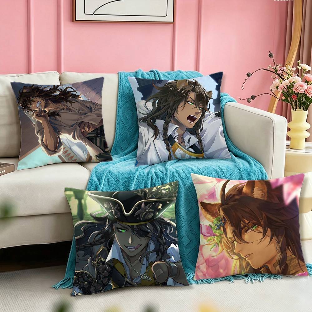 Twisted Wonderland Leona Kingscholar Square หมอนพิมพ์สองด้านห้องนอนหมอนข้างเตียงโซฟาเบาะรองนั่ง