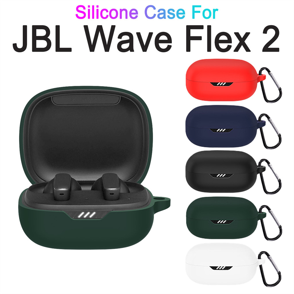 เคสซิลิโคนสําหรับ JBL Wave Flex 2 หูฟังไร้สายเคสกันกระแทกฝาครอบป้องกันพร้อมตะขอ