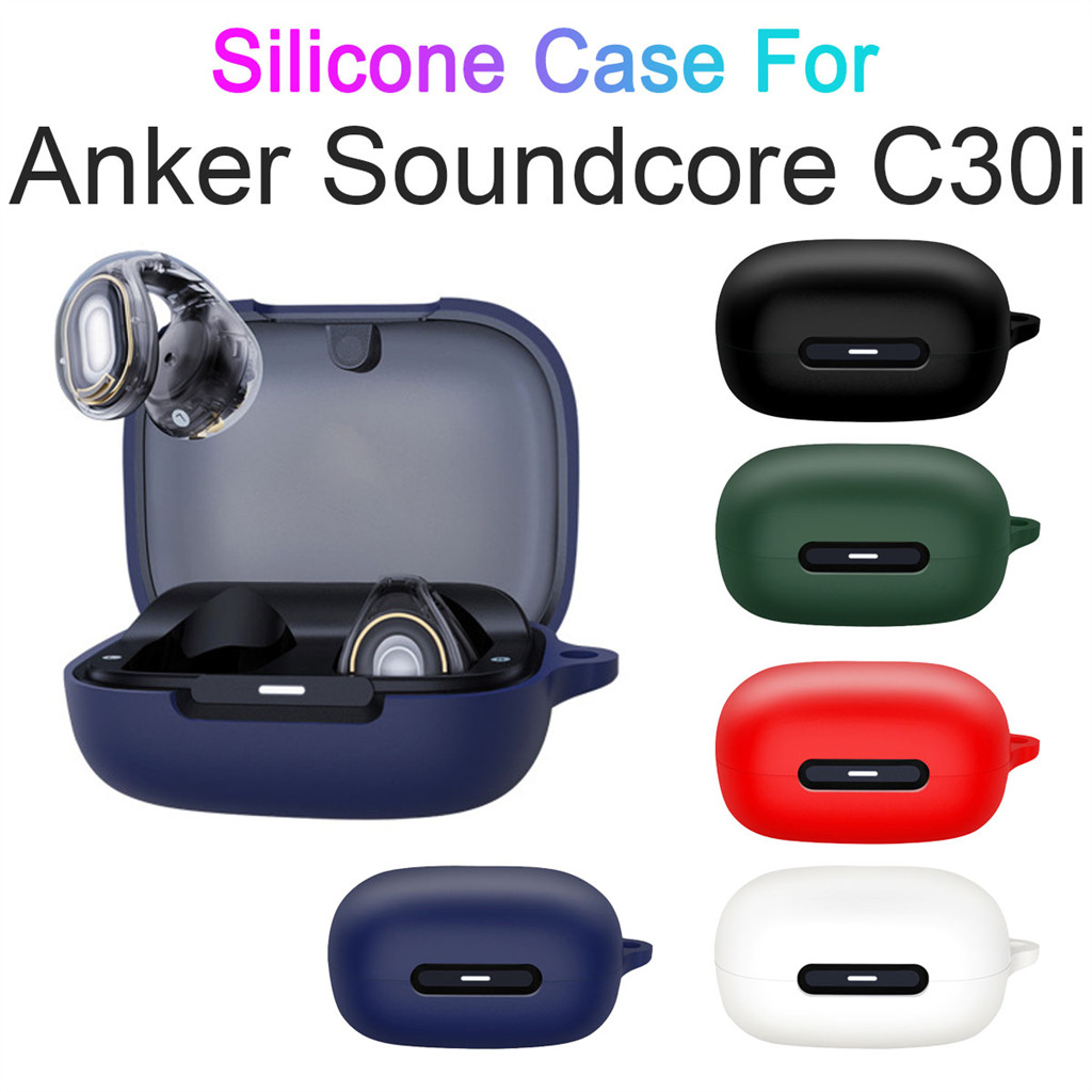 สําหรับ Anker Soundcore C30i เคสซิลิโคนกันกระแทก Anti-Scratch Cover อุปกรณ์เสริมหูฟังพร้อมตะขอเปลือก