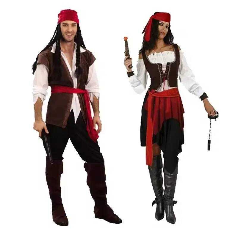 C Captain Jack Sparrow Costume Adult Men Women Pirate Pirates Of The Caribbean Cosplay Female Carni