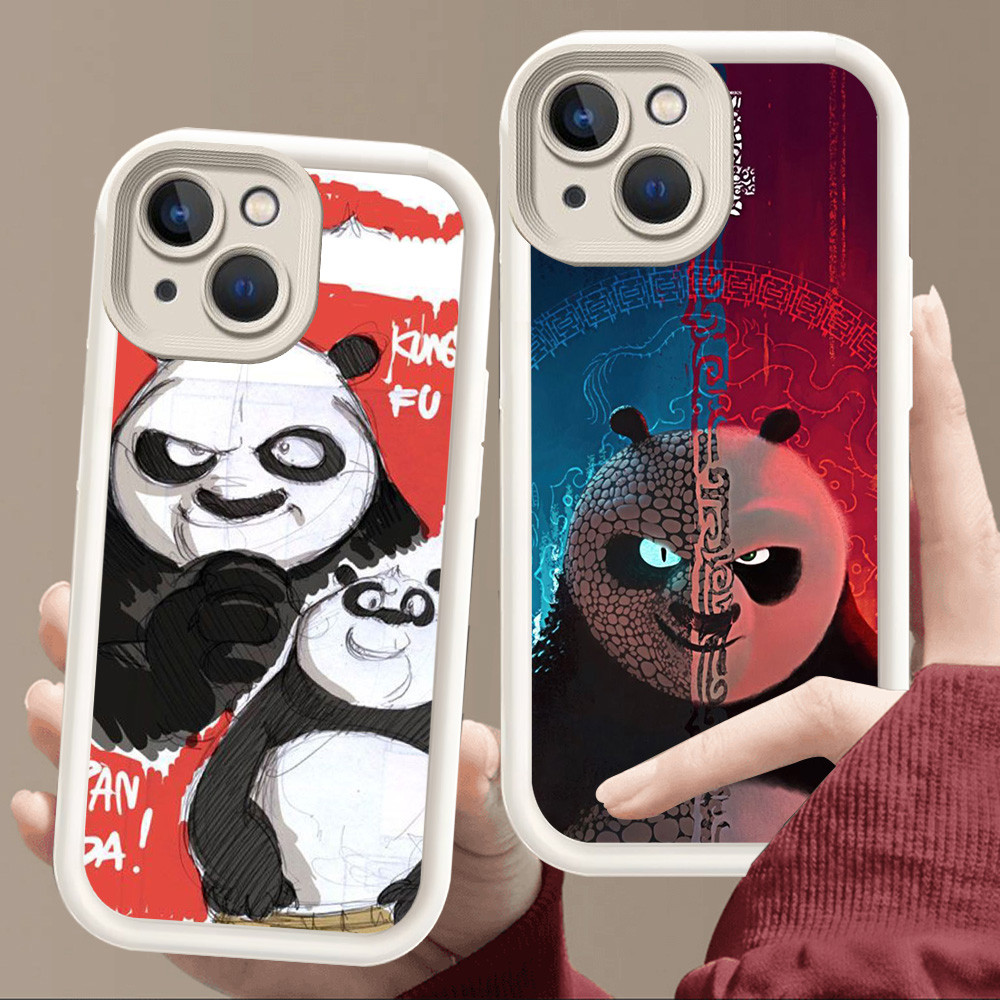 เคสสําหรับ iPhone 8 13 6 7 6s 14 Pro Max Plus Soft White E84 Kung Fu Panda