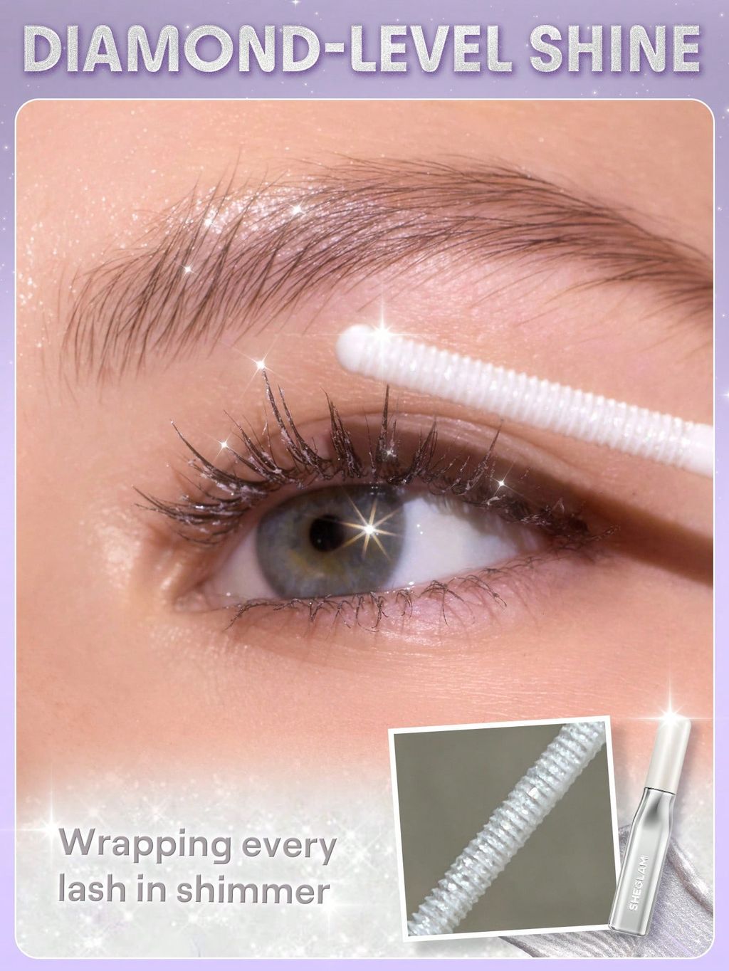 SHEGLAM คริสตัล Gaze Glitter มาสคาร่ายี่ห้อความงามแต่งหน้า Face Paint เครื่องสําอางสําหรับผู้หญิง - รูปที่ 3