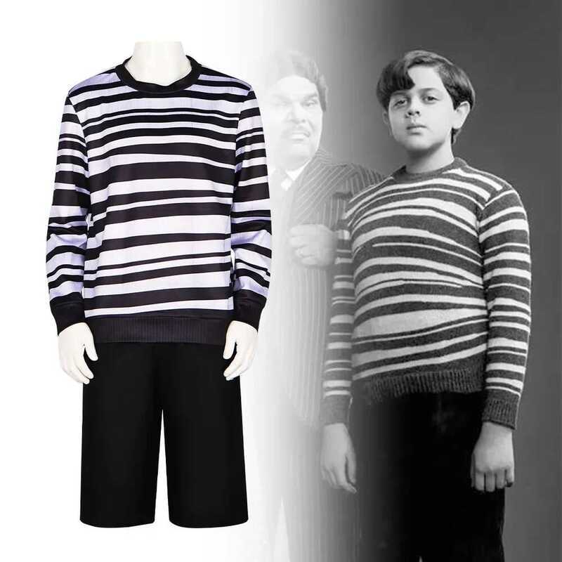ชุดคอสเพลย์Wednesday Pugsleyสไตล์Addams FamilyVintage สำหรับเด็กชาย