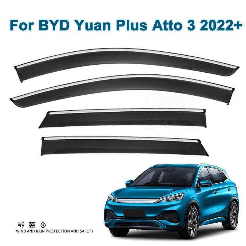 4 ชิ้นรถด้านข้างหน้าต่าง Visor Weather Shields วาง-ติด Rain Grd กันสาด Deflector สําหรับ BYD Yn Plus
