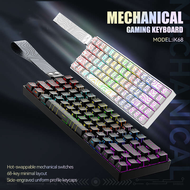 JOMAA Hot Swap แบบมีสาย 68Keys Backlight คีย์บอร์ดแบบกลไกสําหรับเล่นเกมคีย์บอร์ดตามหลักสรีรศาสตร์สํา