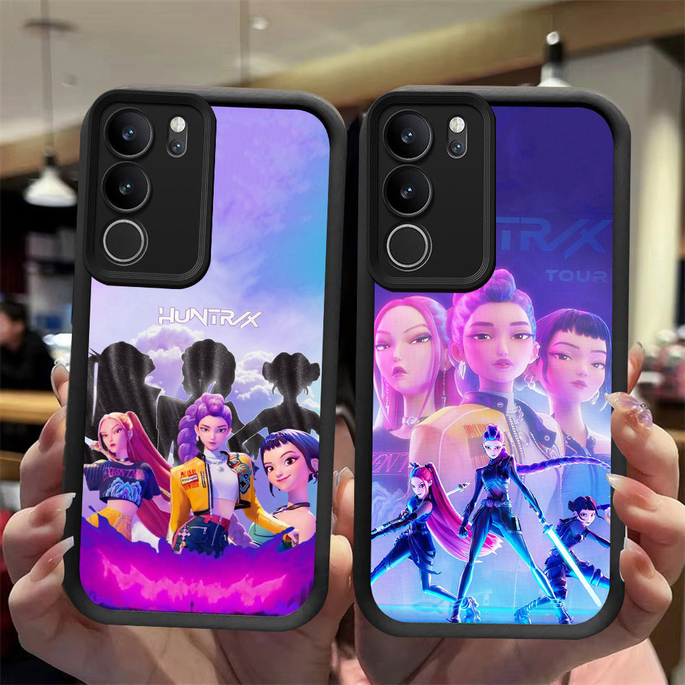 J-26 K-Pop Demon Hunters ดำขาวชมพูเคสโทรศัพท์หรับ VIVO Y300t Y21d T4X Y200 Y19S Y29 Pro