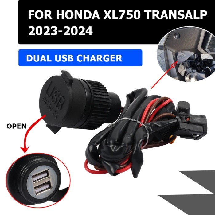 For XL750 Dual USB Charger For Honda XL 750 Transalp Transalp750 750XL 2023 2024 Motorcycle Socket