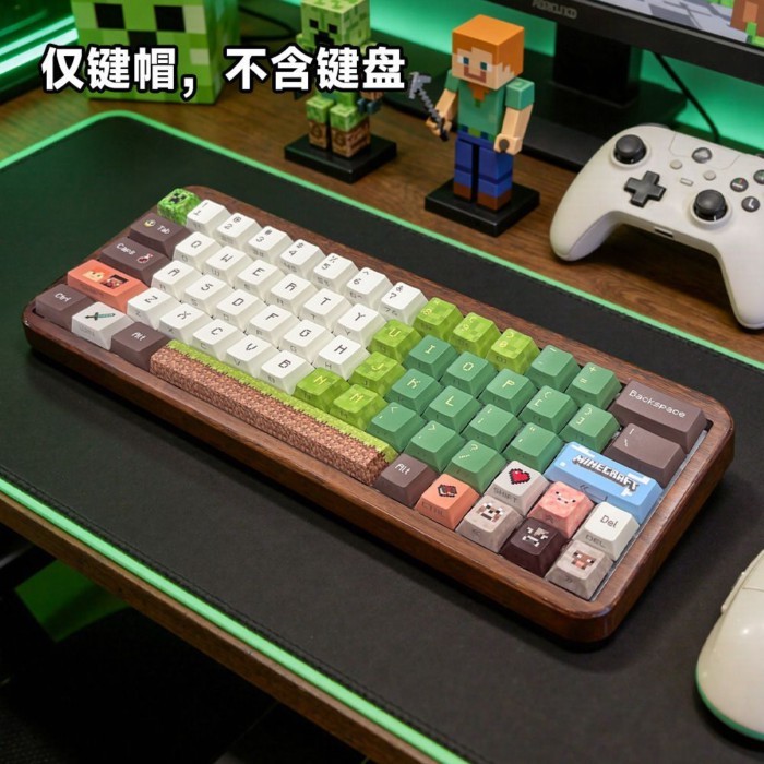 Minecraft เกมธีม Keycaps ต้นฉบับ MOA วัสดุ PBT ระดับสูงที่กําหนดเองคีย์บอร์ดเครื่องกล Keycaps