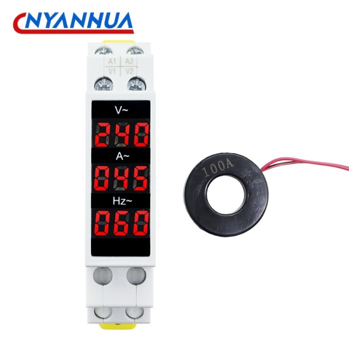 3 In1 LED 220V 380V Three Display 18mm Voltmeter Ammeter Frequency Modular Meter V A HZ Hertz 1-100