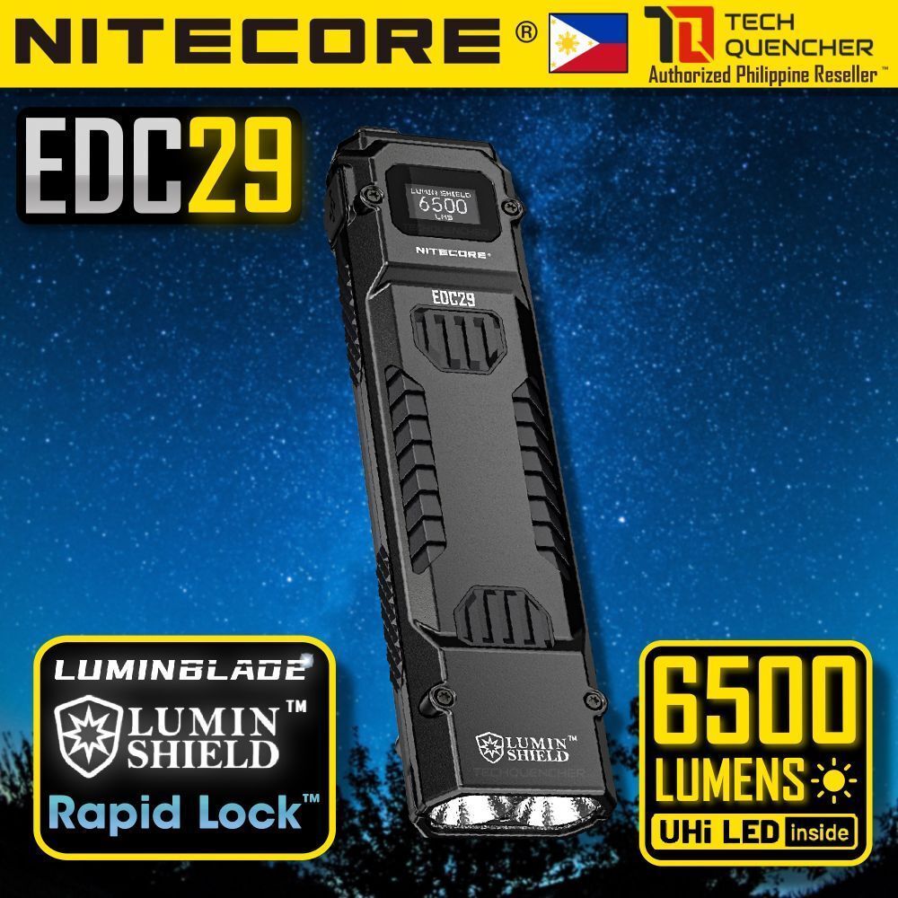 ไฟฉาย Nitecore EDC29 - 6500 Lumens - จอแสดงผล OLED - สวิตช์ล็อค - ชาร์จ USB-C - IP54