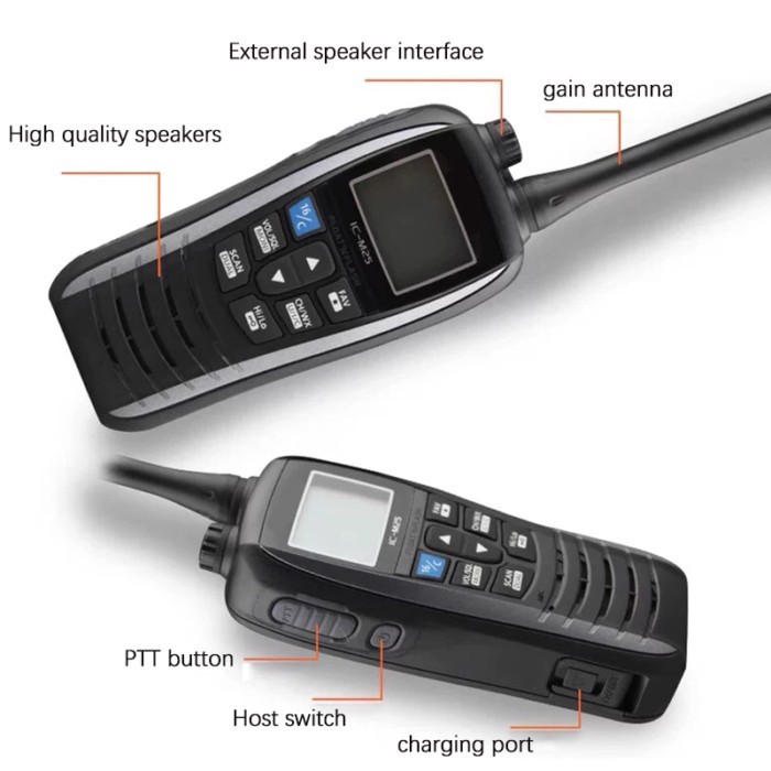 IC-M25 Handheld VHF Marine Radio IPX7 Waterproof Floating Two-Way Radio