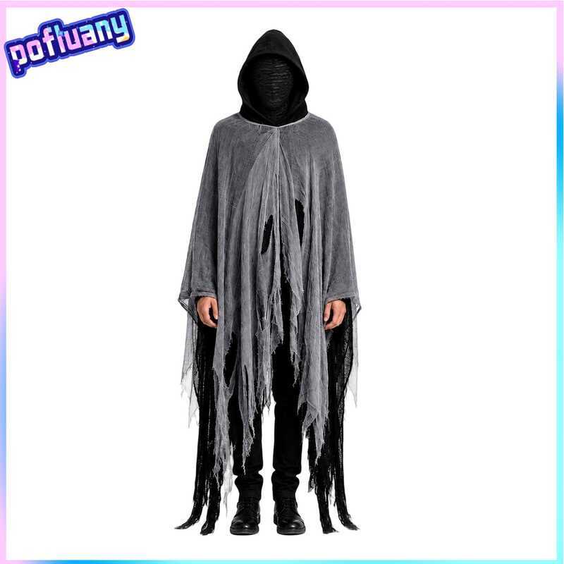 ance Mysterious Grim Reaper Costume Adults – Scary Hooded Cape With Head Cover Medieval Renaissance