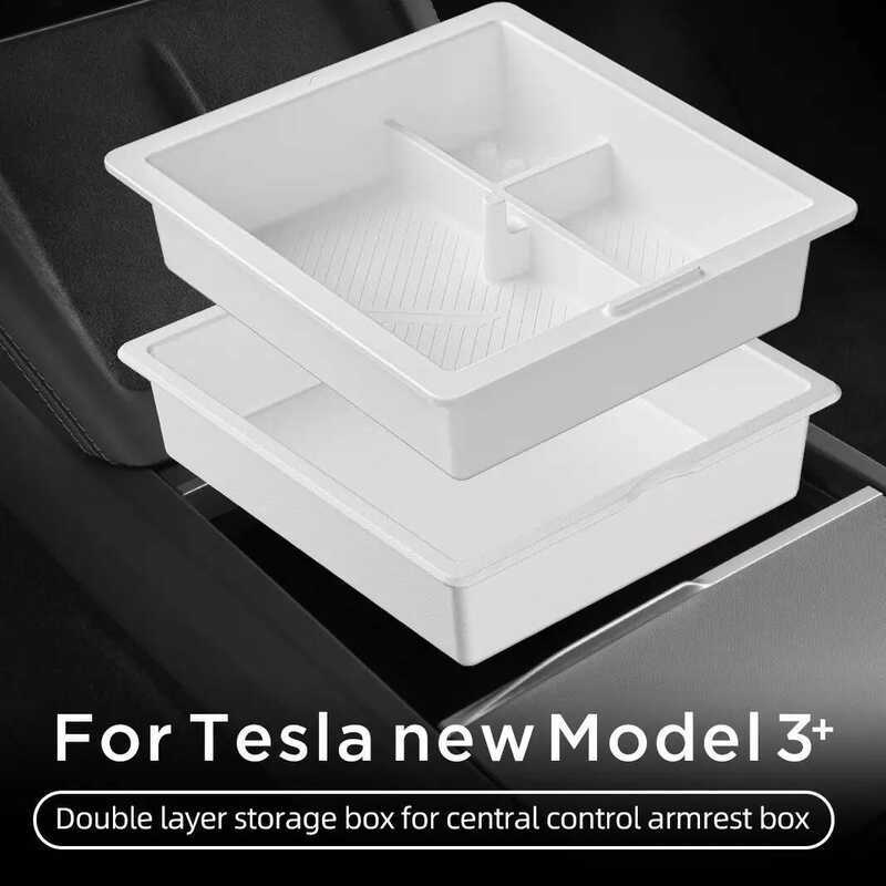 สําหรับ Tesla รุ่น 3 Highland 2024 Center Control Armrest กล่องเก็บ Organizer กรณีอุปกรณ์เสริม Ti