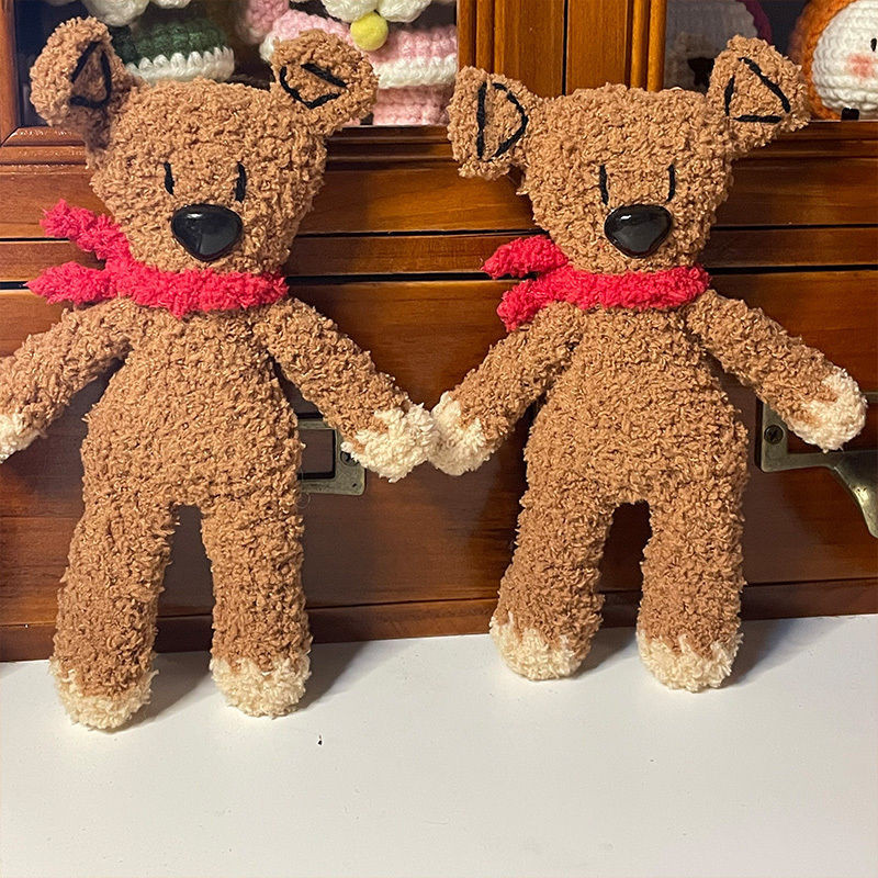 Mr. Bean's Bear การถักนิตติ้งวัสดุ DIY แพคเกจขนสัตว์หนาถักแฮนด์เมดตุ๊กตาหมีเท็ดดี้สำหรับแฟน